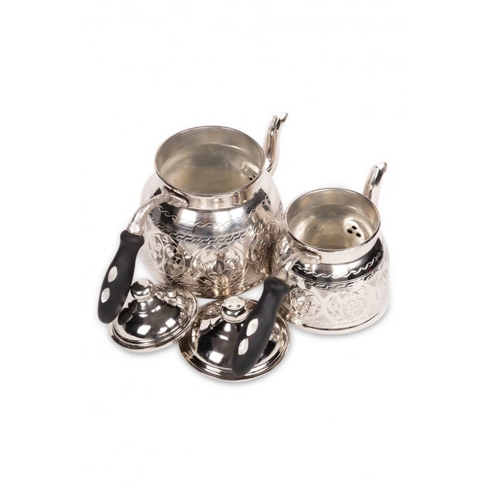 CopperGreat Bakır El Oyması Happyone Gümüş Renk Çaydanlık