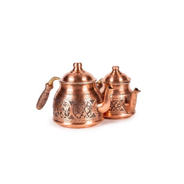 CopperGreat Bakır El Oyması Happyone Mat Kırmızı Çaydanlık