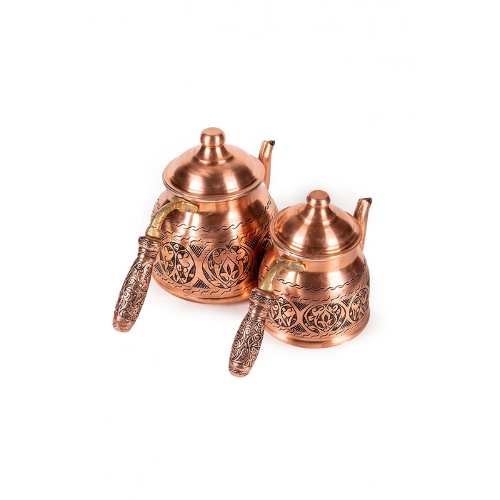 CopperGreat Bakır El Oyması Happyone Mat Kırmızı Çaydanlık