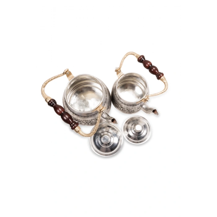 Coppergreat Bakır El Oyması Happyone Üstten Kulplu Gri Çaydanlık