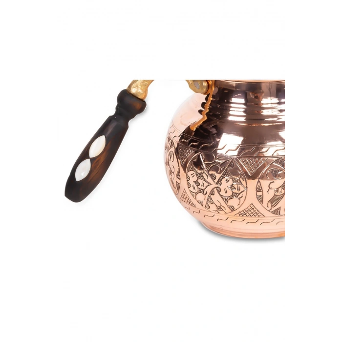 CopperGreat Bakır El Oyması Kırmızı Tombik Çaydanlık