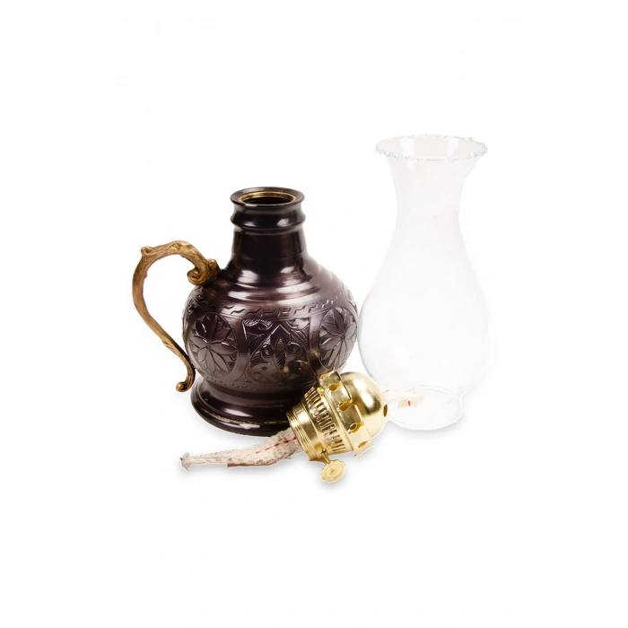 Coppergreat Bakır El Oyması Otantika Bronz Renk Gaz Lambası