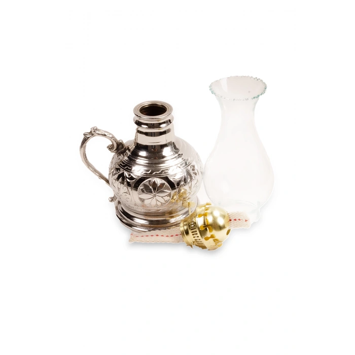 Coppergreat Bakır El Oyması Otantika Gümüş Renk Gaz Lambası