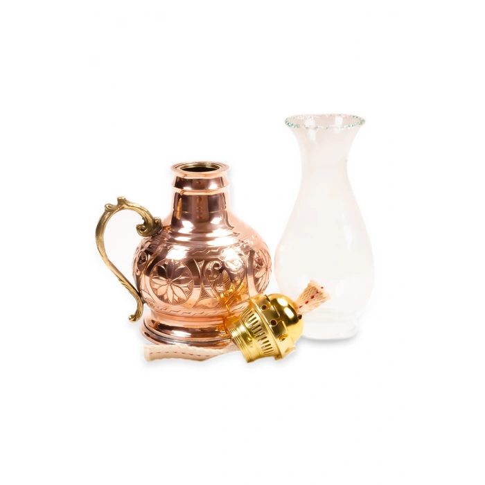 Coppergreat Bakır El Oyması Otantika Kırmızı Gaz Lambası
