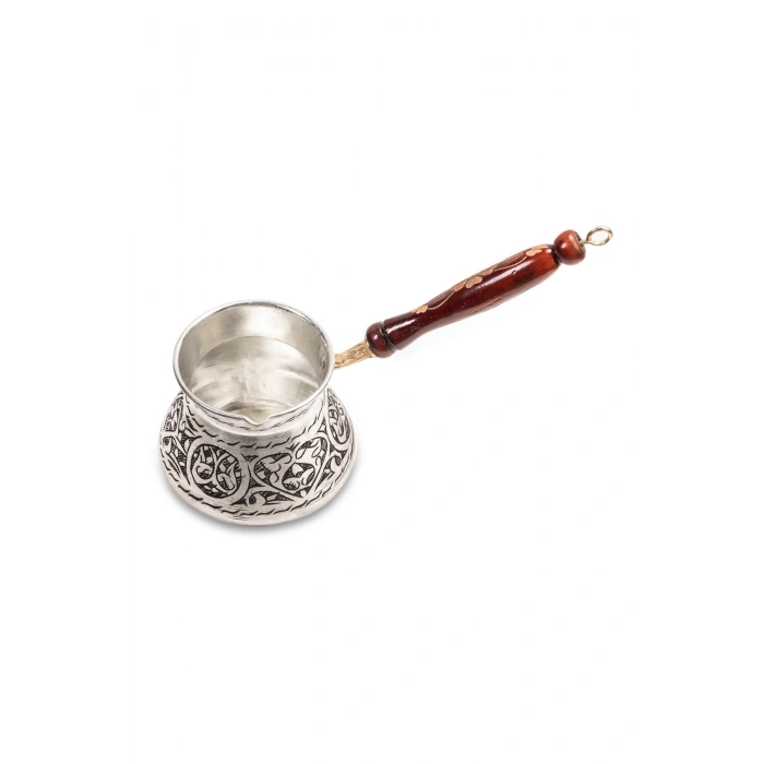 Coppergreat Bakır El Oyması Premium Gri Renk Kahve Cezvesi