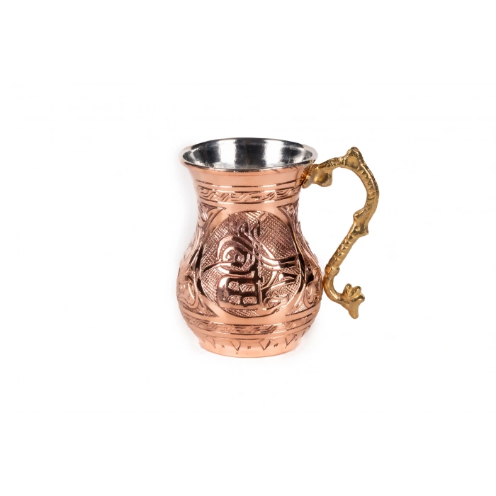 Coppergreat Bakır Özel İşçilik Tuğra İşlemeli Kırmızı Renk Kupa