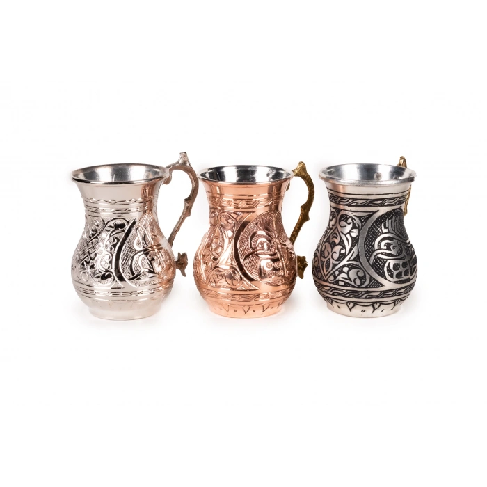 Coppergreat Bakır Özel İşçilik Tuğra İşlemeli Kupa Seti