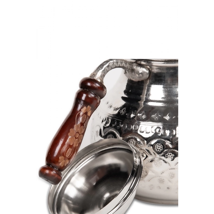 Coppergreat Flower World Bakır Zımba İşçilik El İşi Gümüş Renk Çaydanlık