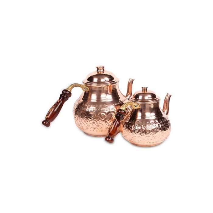 Coppergreat Flower World Bakır Zımba İşçilik El İşi Kırmızı Çaydanlık