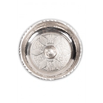 Coppergreat Bakır Baskı Desen Gümüş Renk Hamam Tası