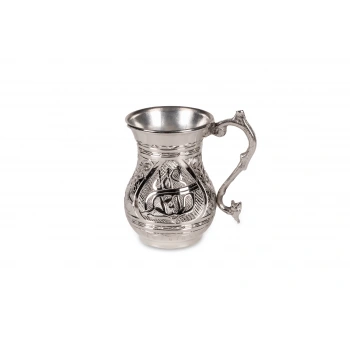 Coppergreat Bakır Özel İşçilik Tuğra İşlemeli Gümüş Renk Kupa