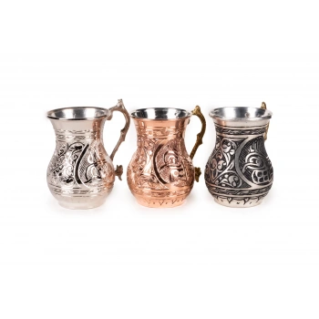 Coppergreat Bakır Özel İşçilik Tuğra İşlemeli Kupa Seti