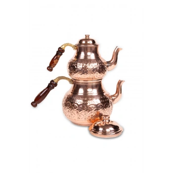 Coppergreat Flower World Bakır Zımba İşçilik El İşi Kırmızı Çaydanlık