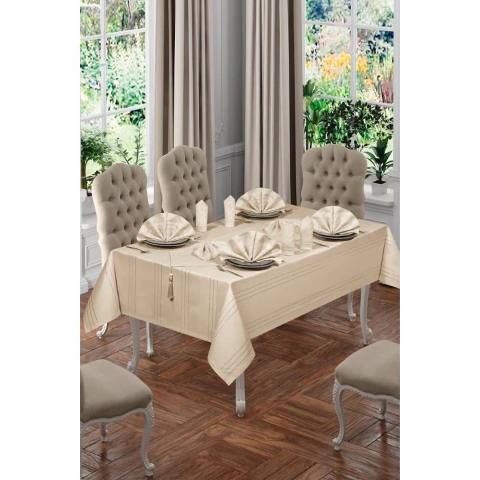 26 Parça Masa Örtüsü Seti Bahar Bej