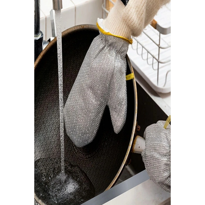 2li Telli Bulaşık Eldiveni Su Geçirmez Kir Sökücü Tava Tencere Ovma Mutfak Banyo Temizlik Eldiveni