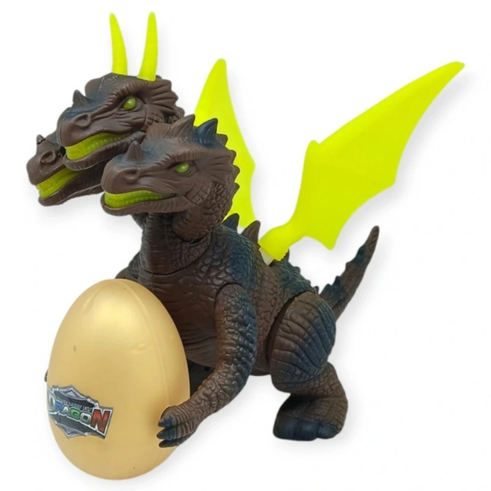 3 Başlı Mitolojik Ejderha - Pilli Yerde Gezen Sesli Figür