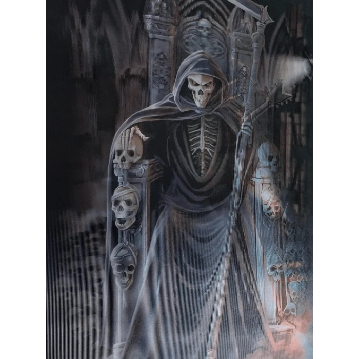 3 Boyutlu  3 Farklı  Değişenli Kuru Kafa Tablosu 30x40 cm