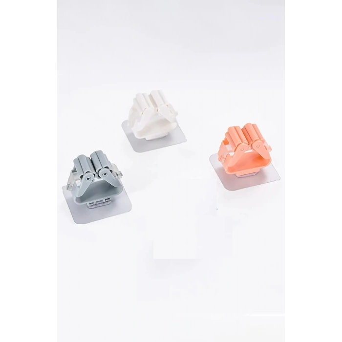 3 Lü Renkli  Yapışkanlı Mop Fırça Çek pas Sap Tutucu Organizer Mutfak Banyo Düzenleyici