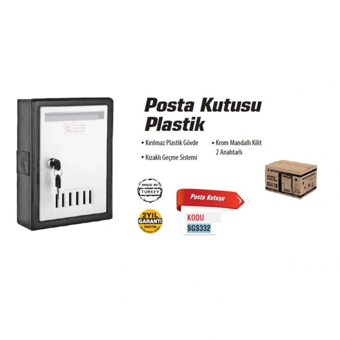 332 Plastik Posta Kutusu 2 Anahtarlı