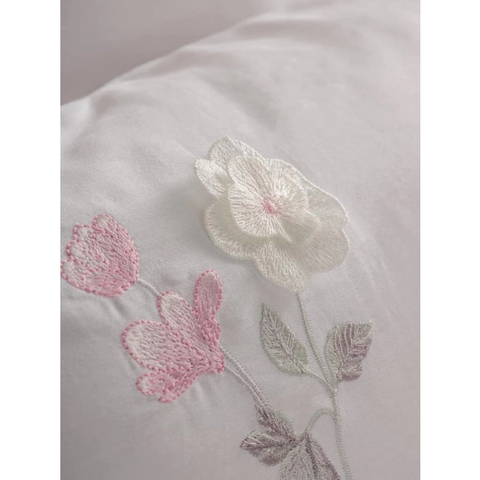 3D Nakışlı Çift Kişilik Saten Nev Takımı Jolie Pembe