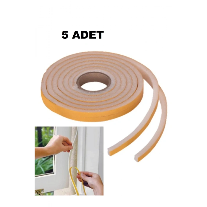 5 Adet Kapı Pencere Isı Yalıtım Süngeri Yapışkanlı Pencere Rüzgar Bandı 18MM x 2,5 MT