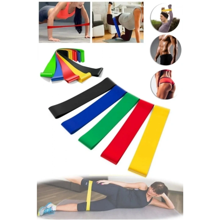 5 Li Set Aerobik Bandı Fitness Egzersiz Plates Direnç Lastiği Crossfit Kas Germe Ve Jimnastik Seti