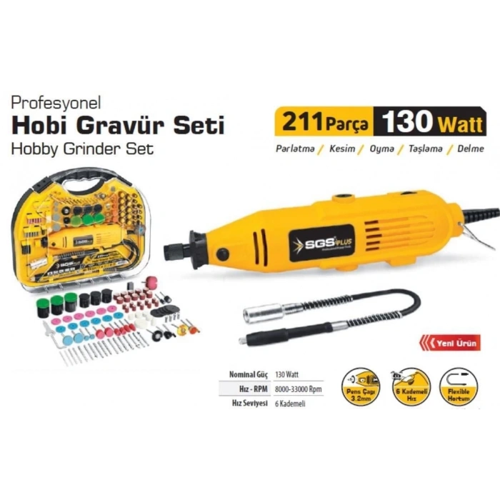 5260 Hobi Gravür Seti 130 Watt 211 Parça