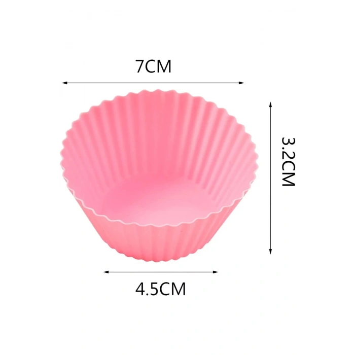 6 Adet Yıkanabilir Mini Tırtıklı Muffin Kalıbı- Ribanalı Kek-Cupcake- Renkli Hamur Işi Kabı