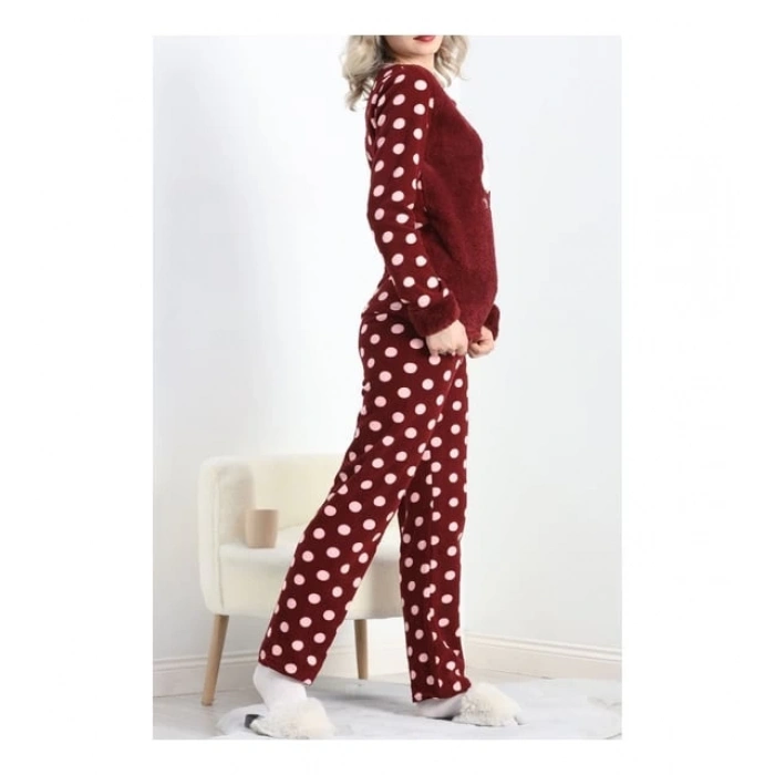 Polatlı alt üst pontiyeli pijama takımı bordo