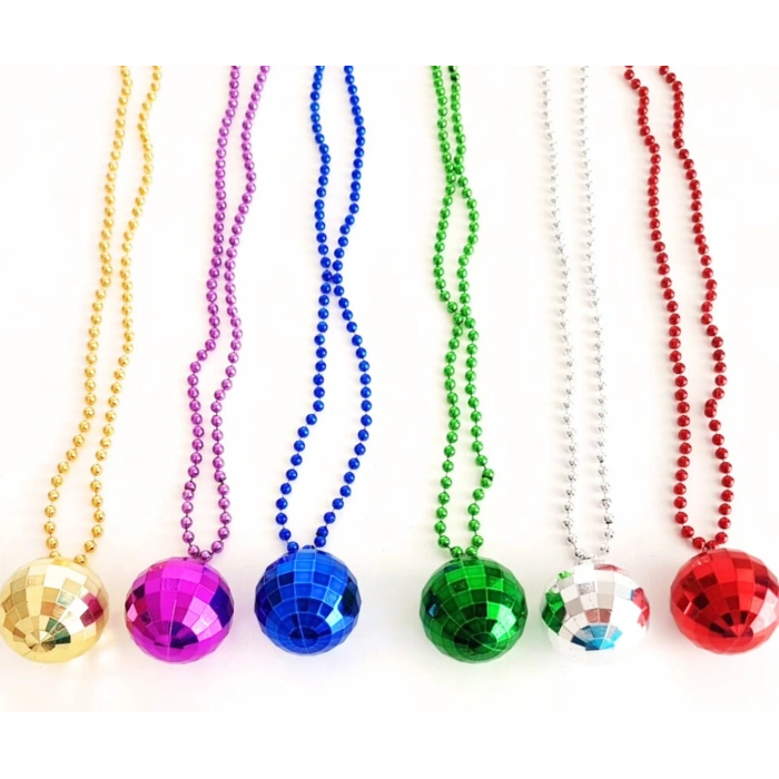 70&#39;ler 80&#39;ler ve 90&#39;lar Temalı Disko Topu Kolye Seti 6 Adet