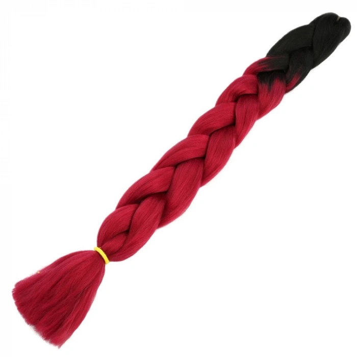 Afrika Örgülük Sentetik Ombreli Saç 100 Gr. / Siyah / Kızıl