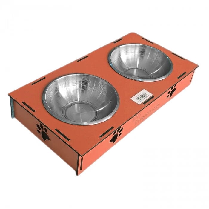 Ahşap Sehpalı İkili Devrilmez Kedi Köpek Su Ve  Kabı 34 cm - 300 ml Tcu