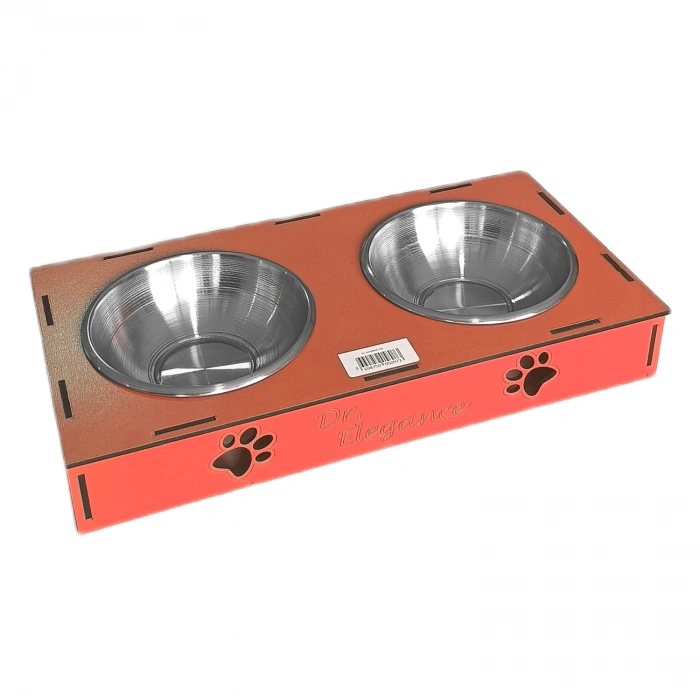 Ahşap Sehpalı İkili Devrilmez Kedi Köpek Su Ve  Kabı 34 cm - 300 ml Tcu
