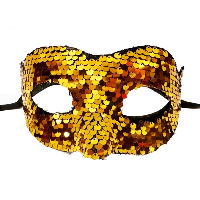 Altın Renk Payetli Pullu Parti Maskesi B Venedik