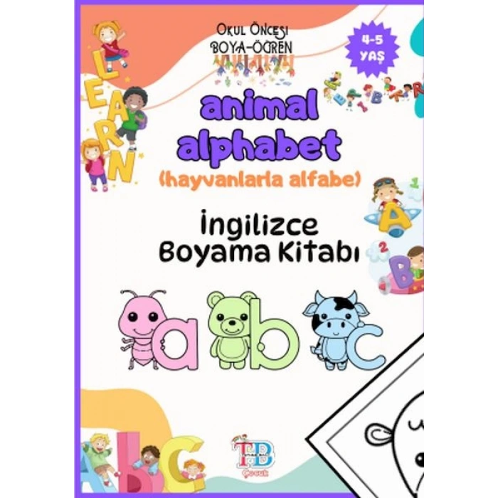 Animal Alphabet (Hayvanlarla Alfabe) Boyama Kitabı