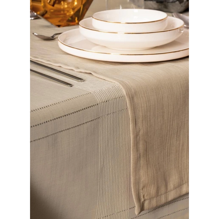 Antique Jasmine Bej Keten Masa Örtüsü