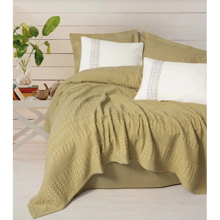 Aura Çift Kişilik Pike Takımı Pebble Hardal