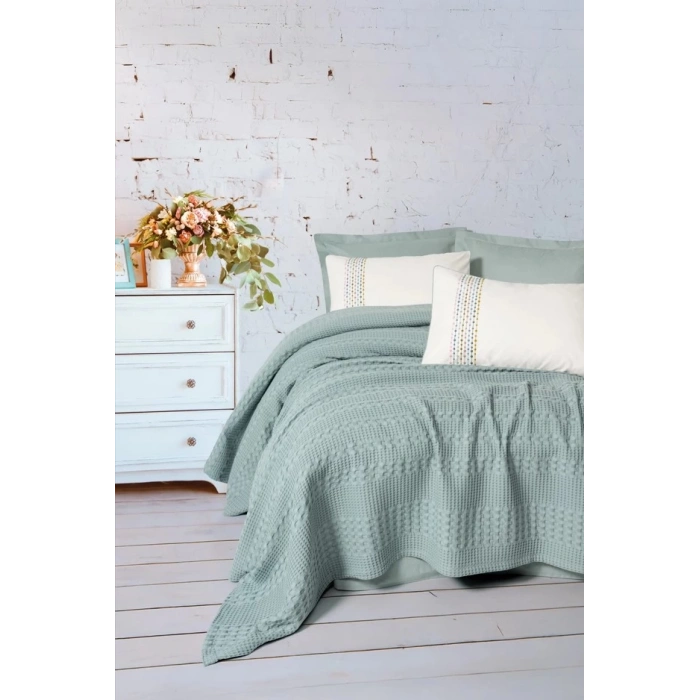 Aura Çift Kişilik Pike Takımı Pebble Mint