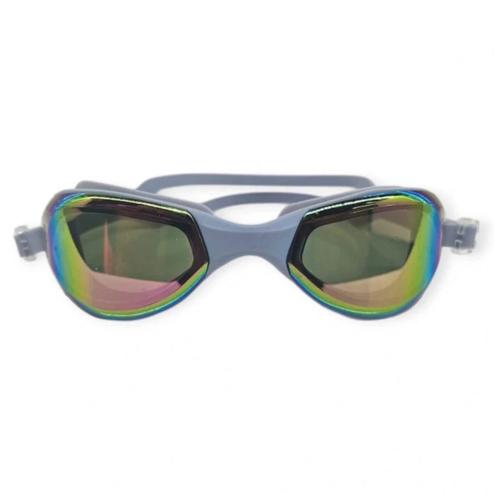 Aynalı Yüzücü Gözlüğü Silikon Kulaklık Hediyeli  GRİ - 9009-M