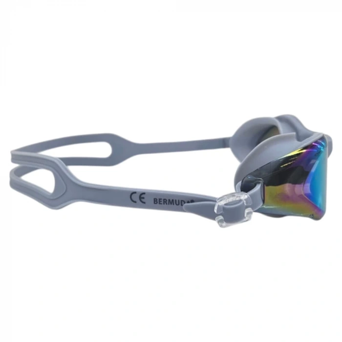 Aynalı Yüzücü Gözlüğü Silikon Kulaklık Hediyeli  GRİ - 9009-M