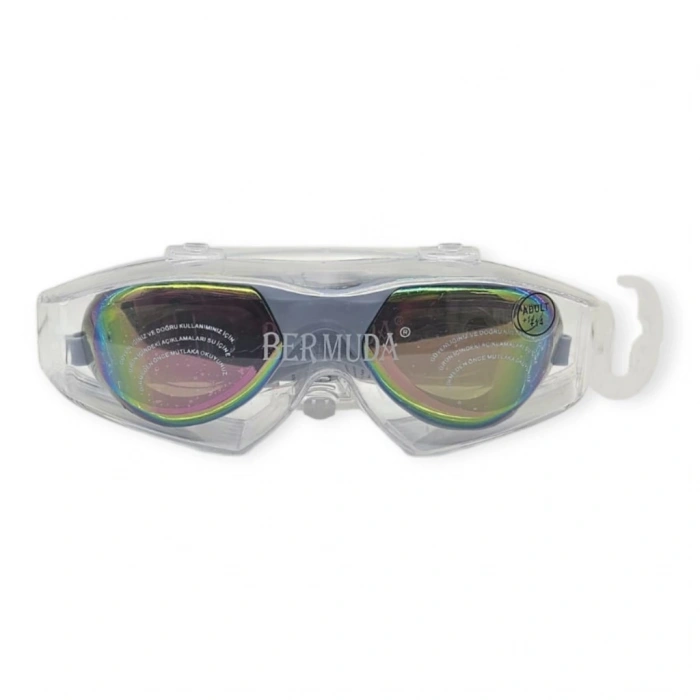 Aynalı Yüzücü Gözlüğü Silikon Kulaklık Hediyeli  GRİ - 9009-M