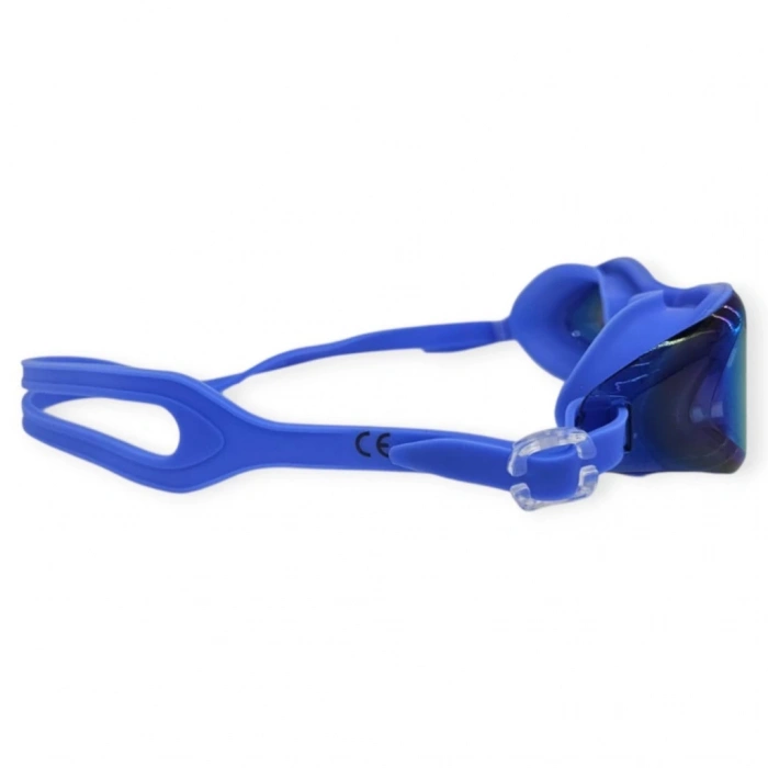 Aynalı Yüzücü Gözlüğü Silikon Kulaklık Hediyeli  MAVİ - 9009-M