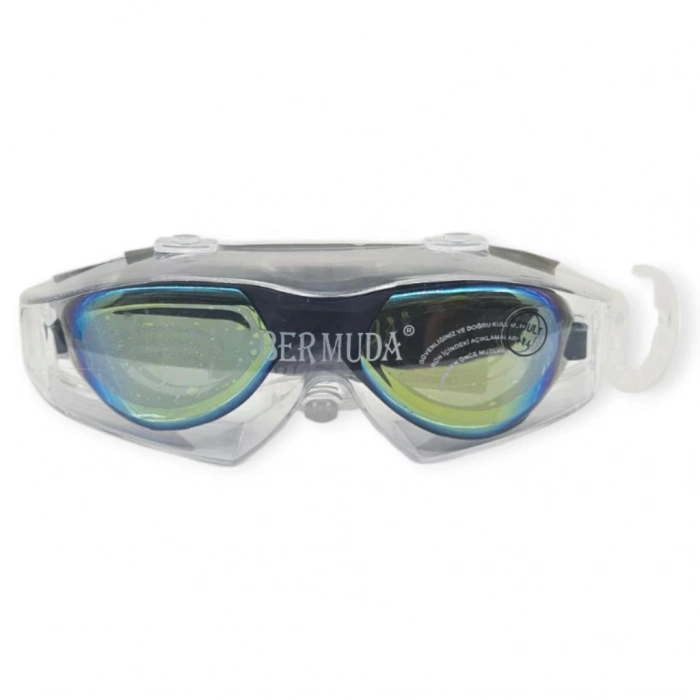 Aynalı Yüzücü Gözlüğü Silikon Kulaklık Hediyeli  SİYAH - 9009-M