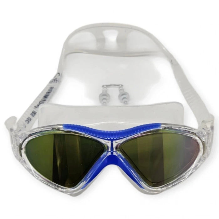 Aynalı Yüzücü Sörf Gözlüğü Kulaklık Hediyeli BEYAZ/MAVİ - 8170-M