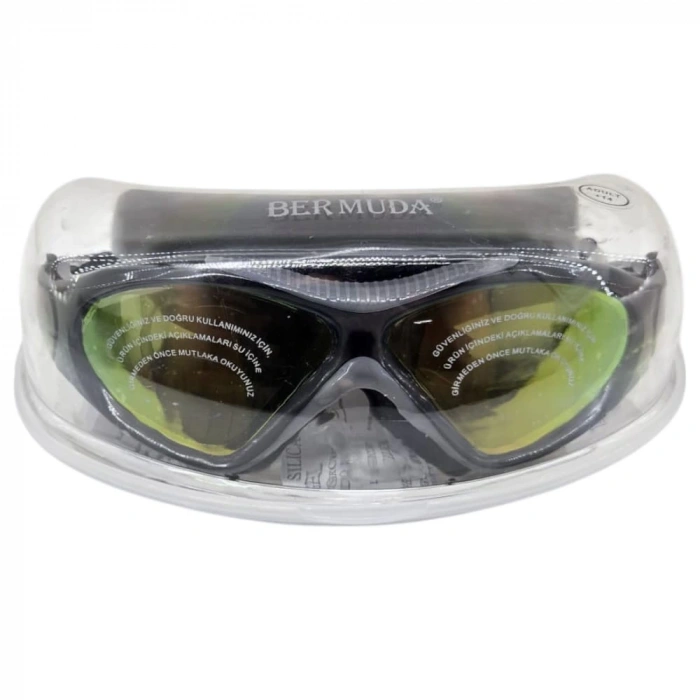 Aynalı Yüzücü Sörf Gözlüğü Kulaklık Hediyeli SİYAH/GRİ - 8170-M