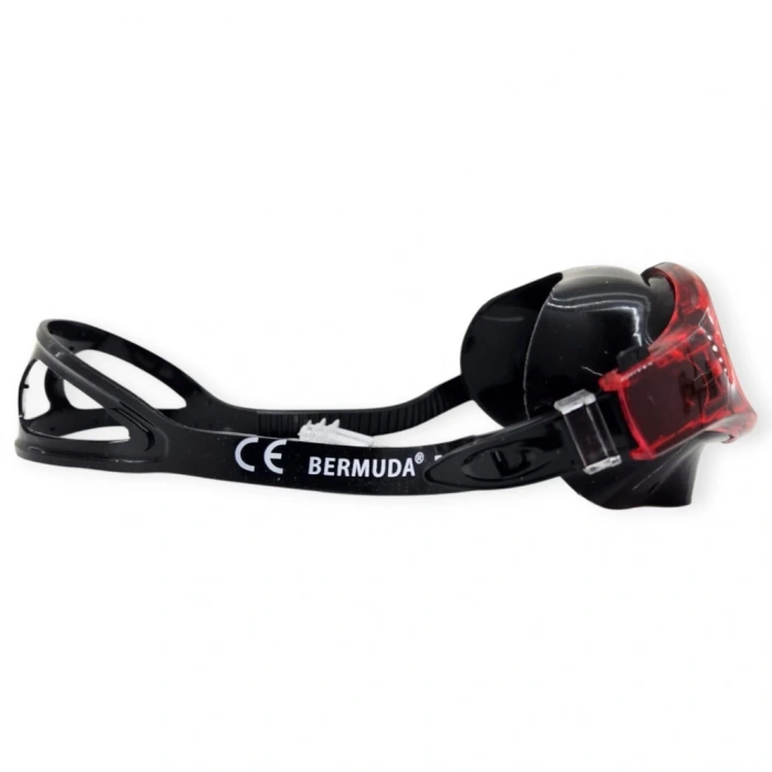 Aynalı Yüzücü Sörf Gözlüğü Kulaklık Hediyeli SİYAH/KIRMIZI- 8170-M