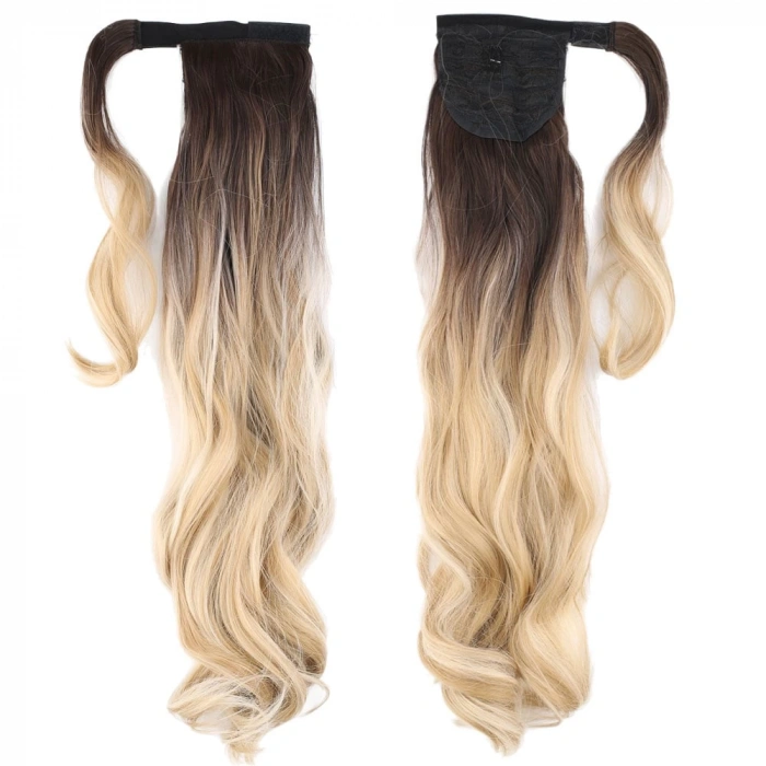 Bağlamalı Dalgalı At Kuyruğu / Kahve / Bal Köpüğü Ombre ve Platin Işıltılı