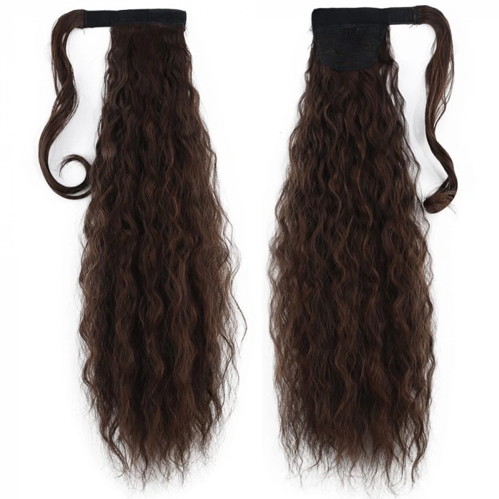 Bağlamalı Kabarık Dalgalı At Kuyruğu / Kahve Karamel