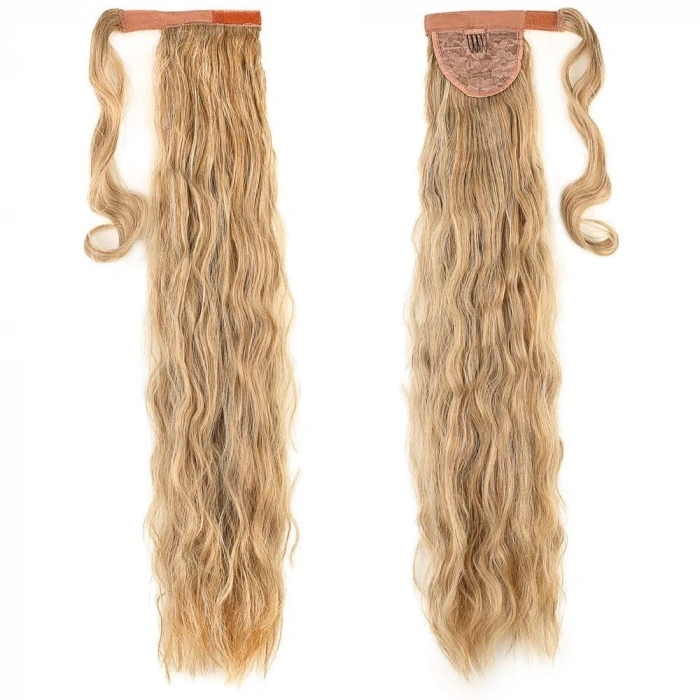 Bağlamalı Kabarık Dalgalı At Kuyruğu / Karamel Platin Röfleli