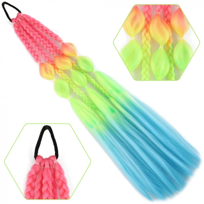 Bn ve Düz Salaş Örgülü Lastikli At Kuyruğu / ACM05